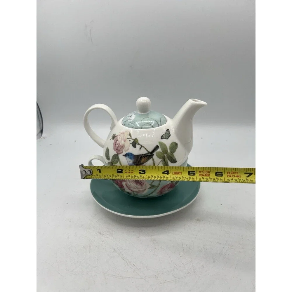 Grace Teaware Robin's Rose Garden Fine Porcelain Tea For One Set